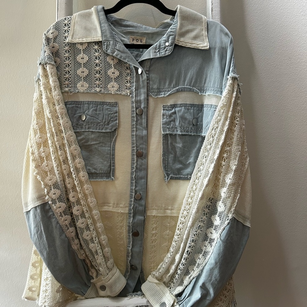 POL Women's Blue and Cream Jacket